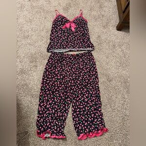 Jenni by Jennifer Moore Pink and Black Cherry Pajama Set